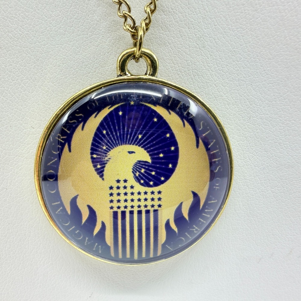 Bioworld Harry Potter MACUSA Magical Congress Eagle Pendant Necklace Bronze Tone
